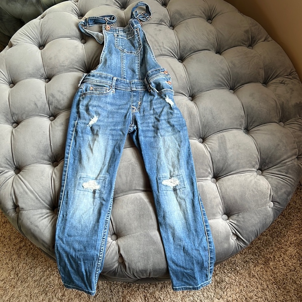Abercrombie Kids Girls Distressed Overalls